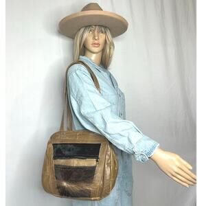 Vintage Cowhide Leather Bag Western Boho Shoulder Purse Double Side hair on hide